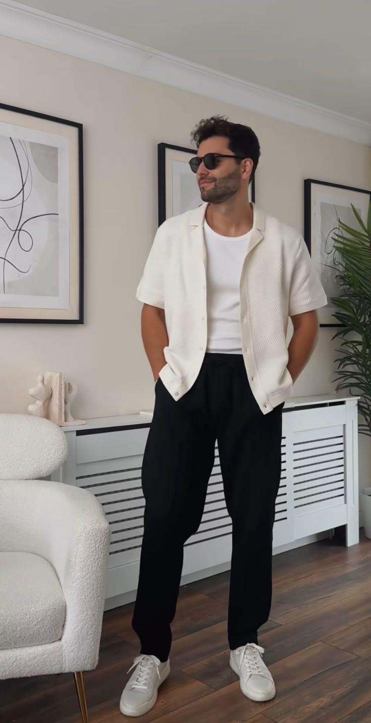 White Shirt and Black Pants Look