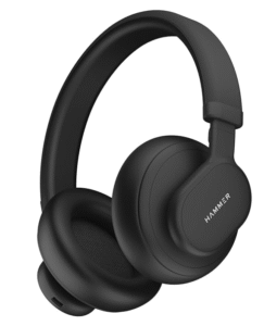 Black wireless over-ear headphones with cushioned ear pads.